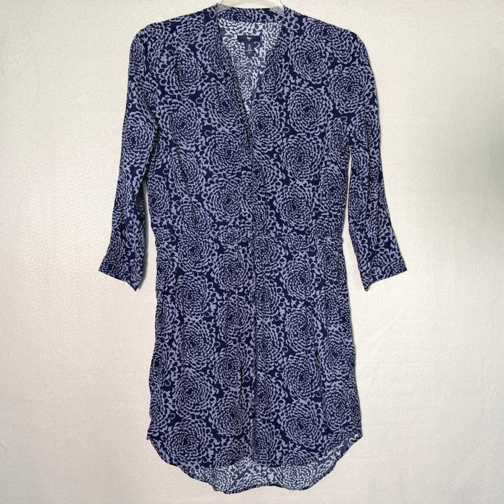 Gap Floral V-Neck Floral Shirt Dress‎ Womens Size M Tie Waist High Low Hem Boho